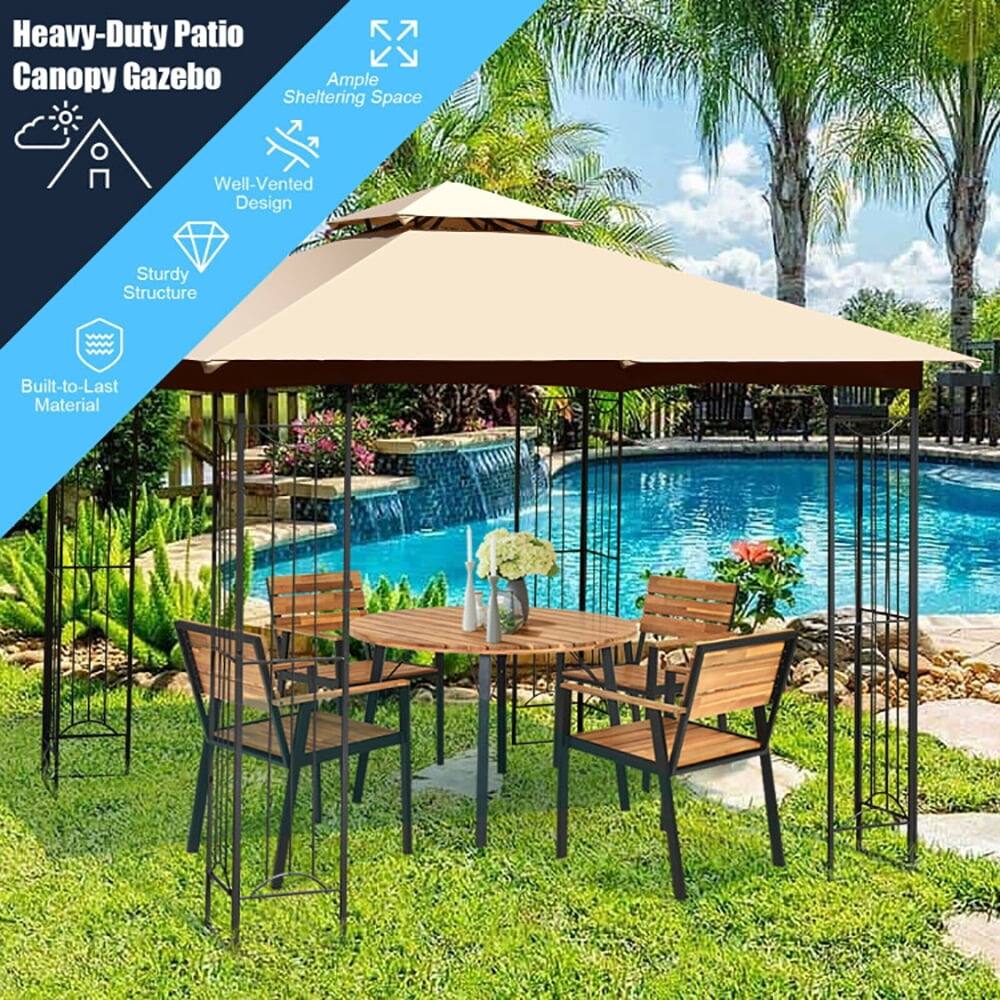 Heavy-Duty Patio Canopy Gazebo  
Ample Sheltering Space  
Well-Vented Design  
Sturdy Structure  
Built-to-Last Material