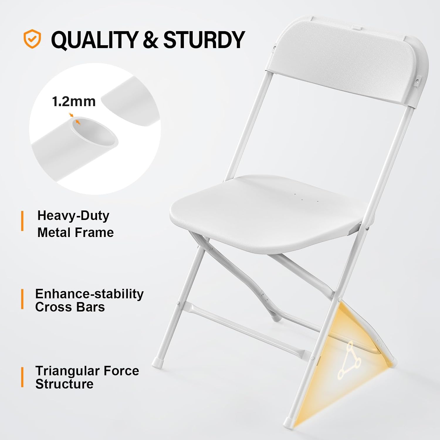 QUALITY & STURDY

1.2mm Heavy-Duty Metal Frame

Enhance-stability Cross Bars

Triangular Force Structure