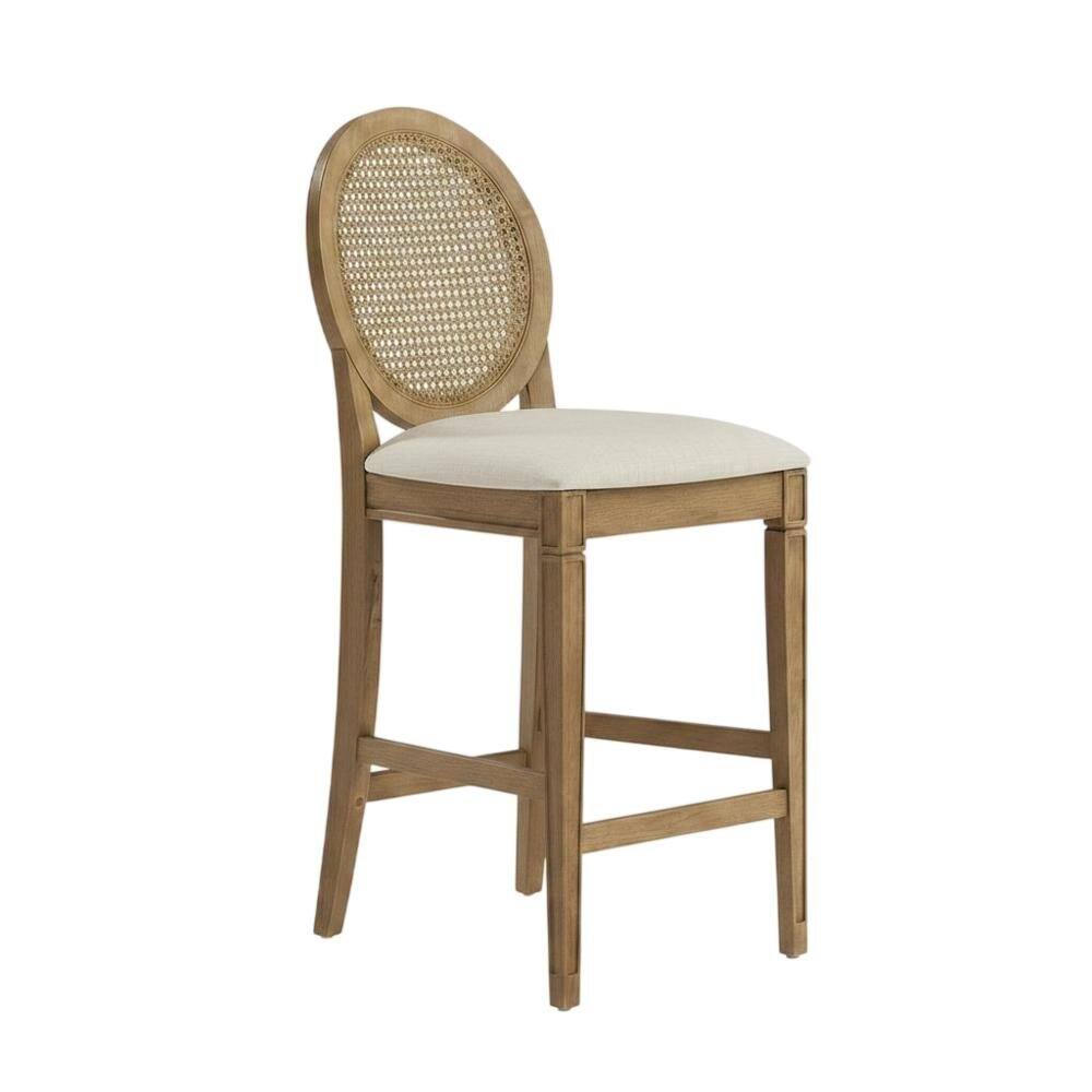 Angle. FurniFact - Cane-Back Counter Stool Set with Stylish Design and Durable Frame - Driftwood.