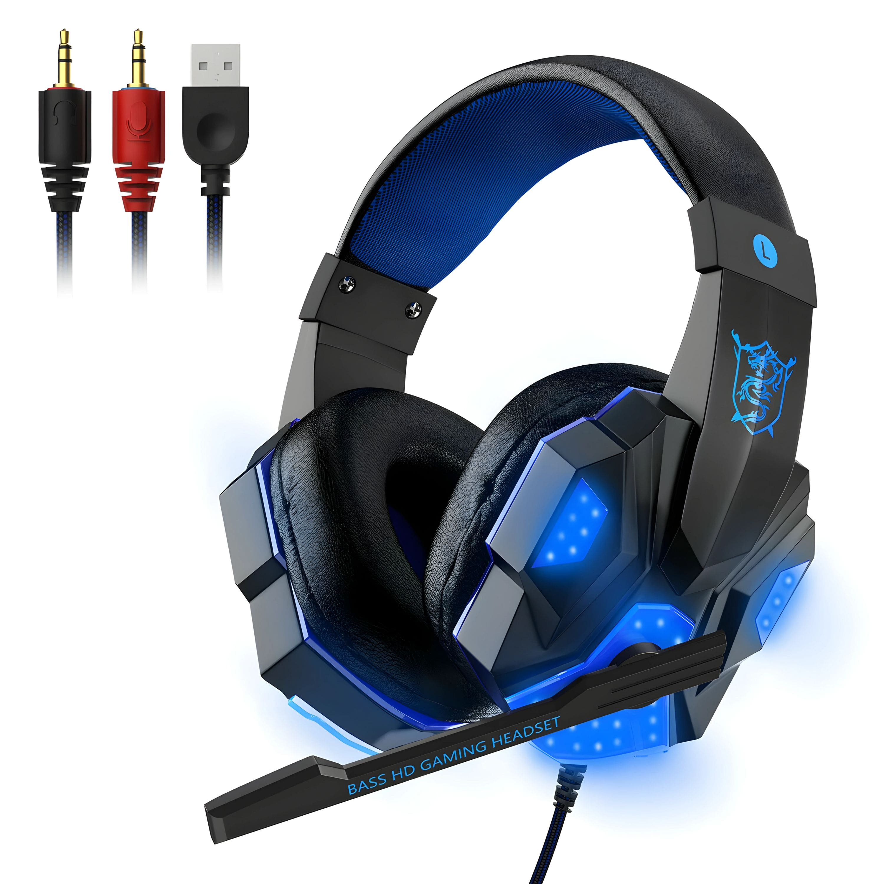 Kitcheniva 3.5mm Gaming Mic LED Headphones Stereo Bass