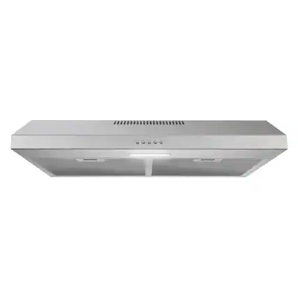 Front. Streamline - 30 in. Ferla Ducted Undermount 80 CFM Range Hood, Mesh Filters, Push Button Control, LED Light - Brushed Stainless Steel.