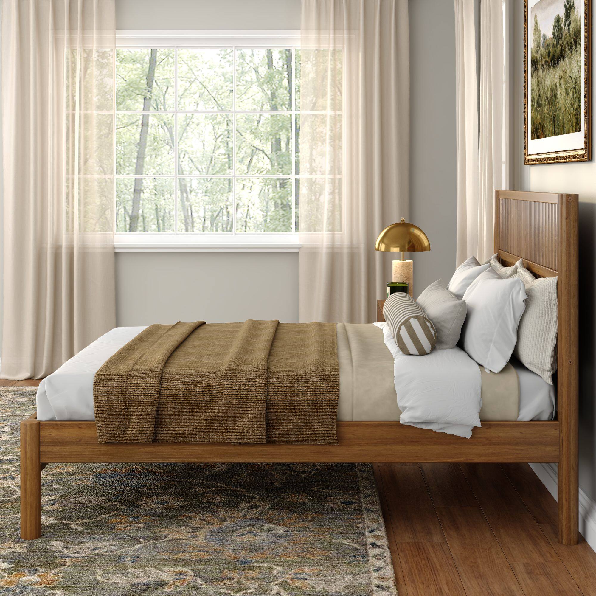 Alt View 8. Plank+Beam - Sera Fluted Full Bed, Pecan - Pecan.
