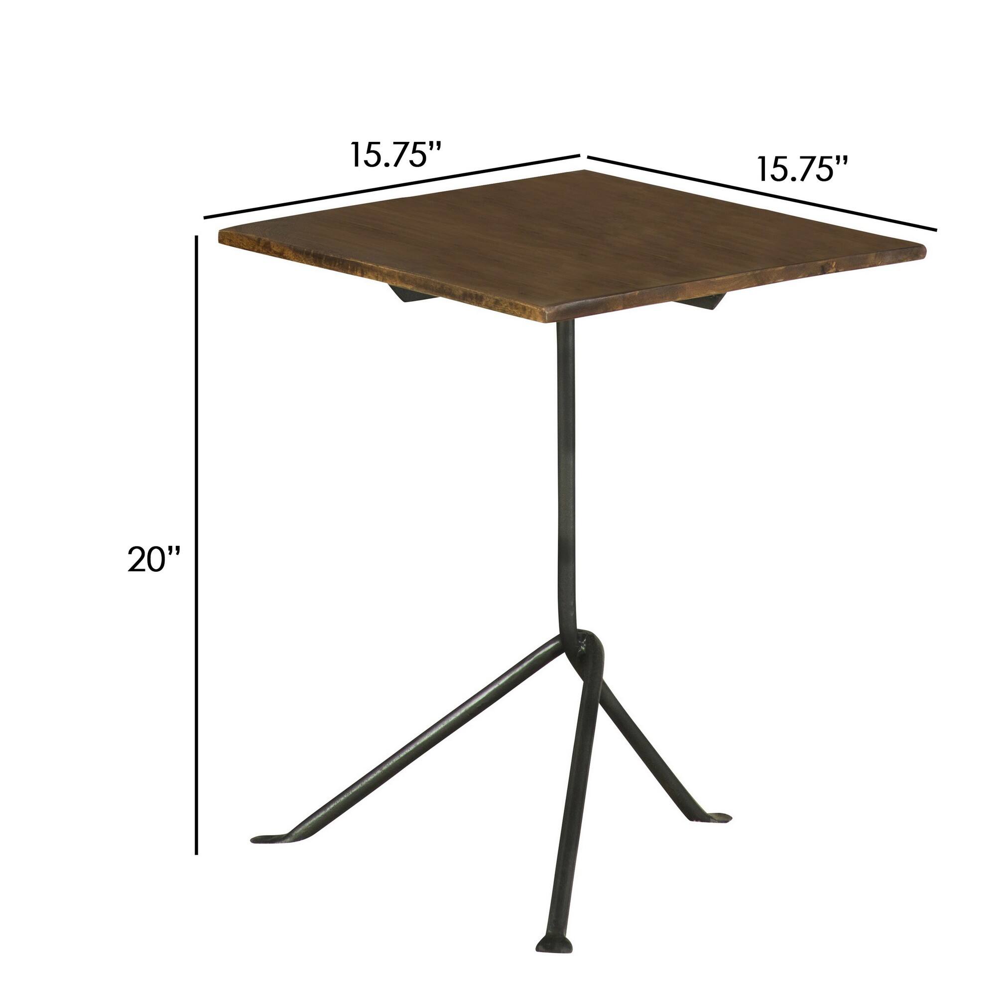Manhattan Lane 20 Inch Modern Square Accent Table, Metal Tripod Base ...