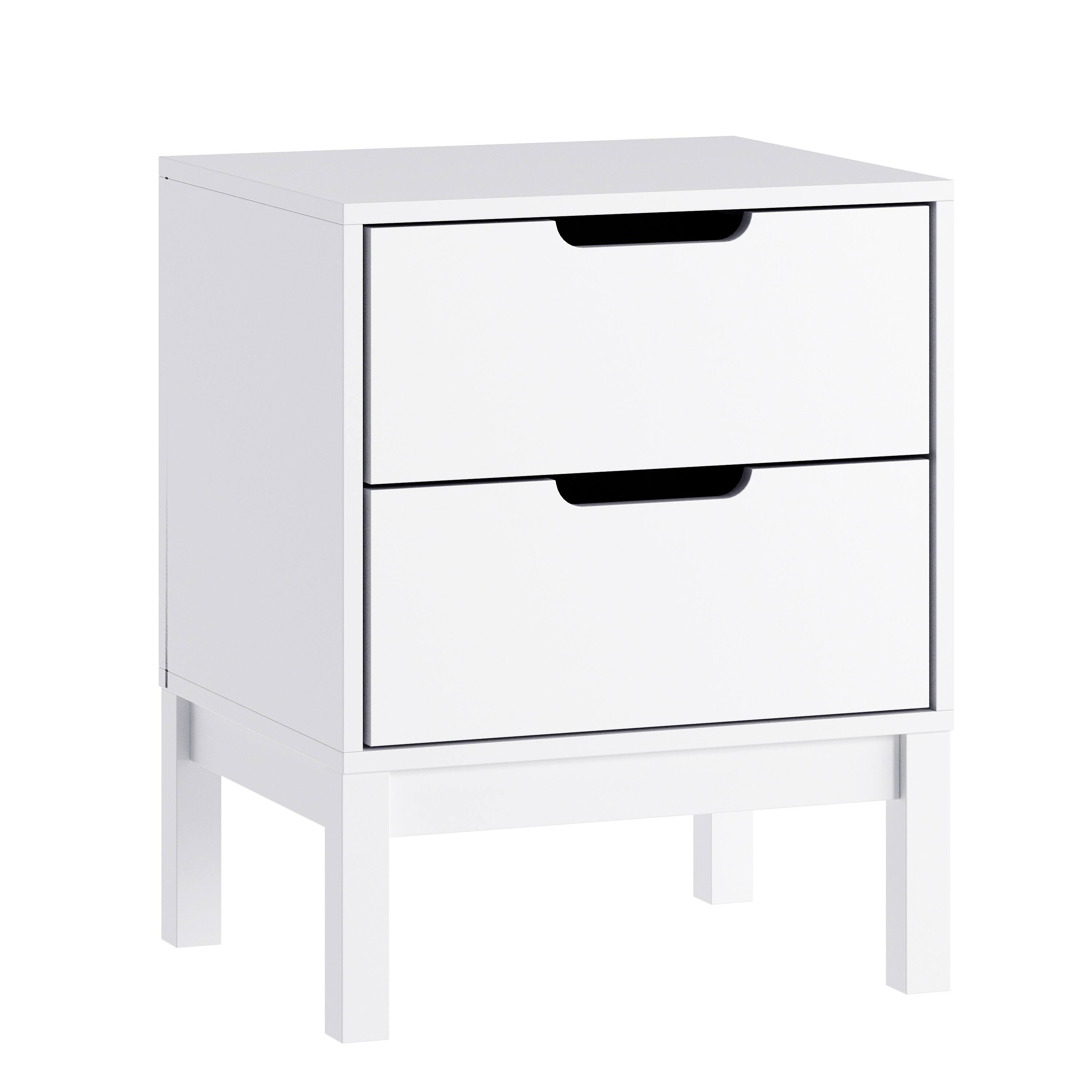 Alt View 1. Emma + Oliver - Samuel Kids Double-Drawer Night Stand with Solid Wood Frame, Side Table for Kids Bedroom - White.