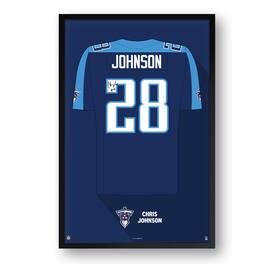 Sporticulture - Chris Johnson Tennessee Titans Framed 14" x 20" Retired Jersey Art Print - Multicolor