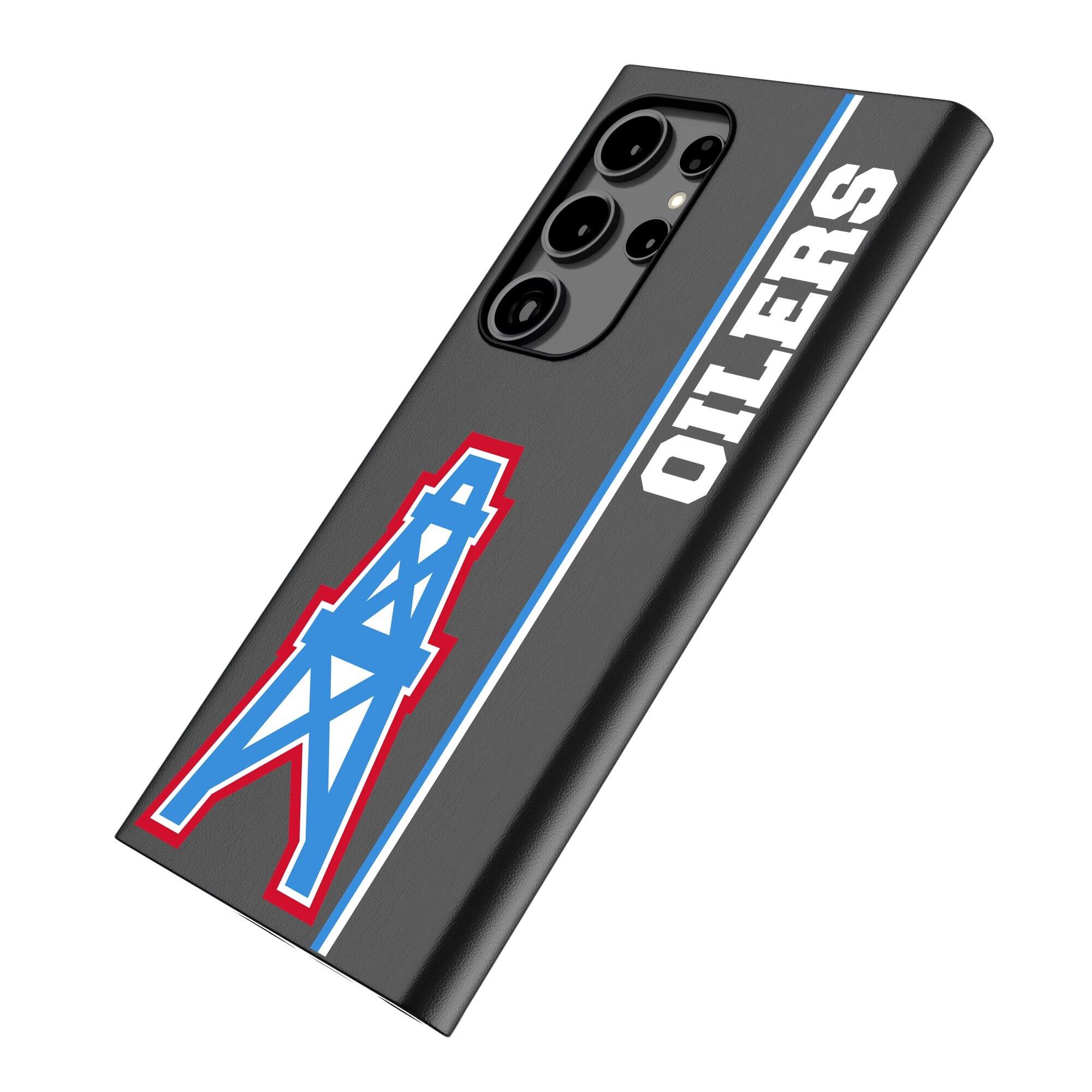 Alt View 1. Keyscaper - Houston Oilers Gridiron Classics Galaxy Magnetic Bump Case - S25 Ultra - Black.