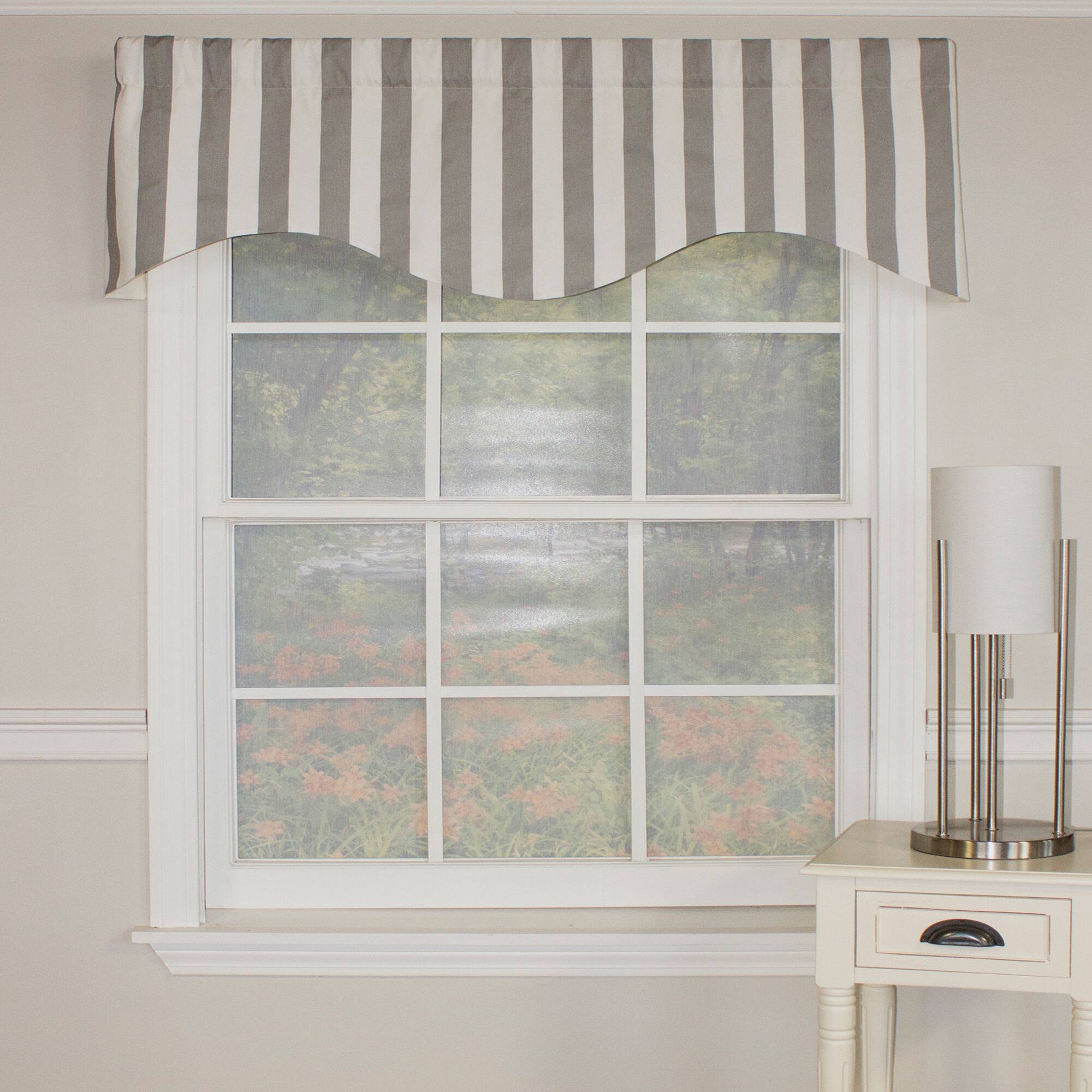 Angle. RLF Home - RLF Home Awning Style Stripe Design 3" Rod Pocket Valance 50" x 17" Gray - Gray.
