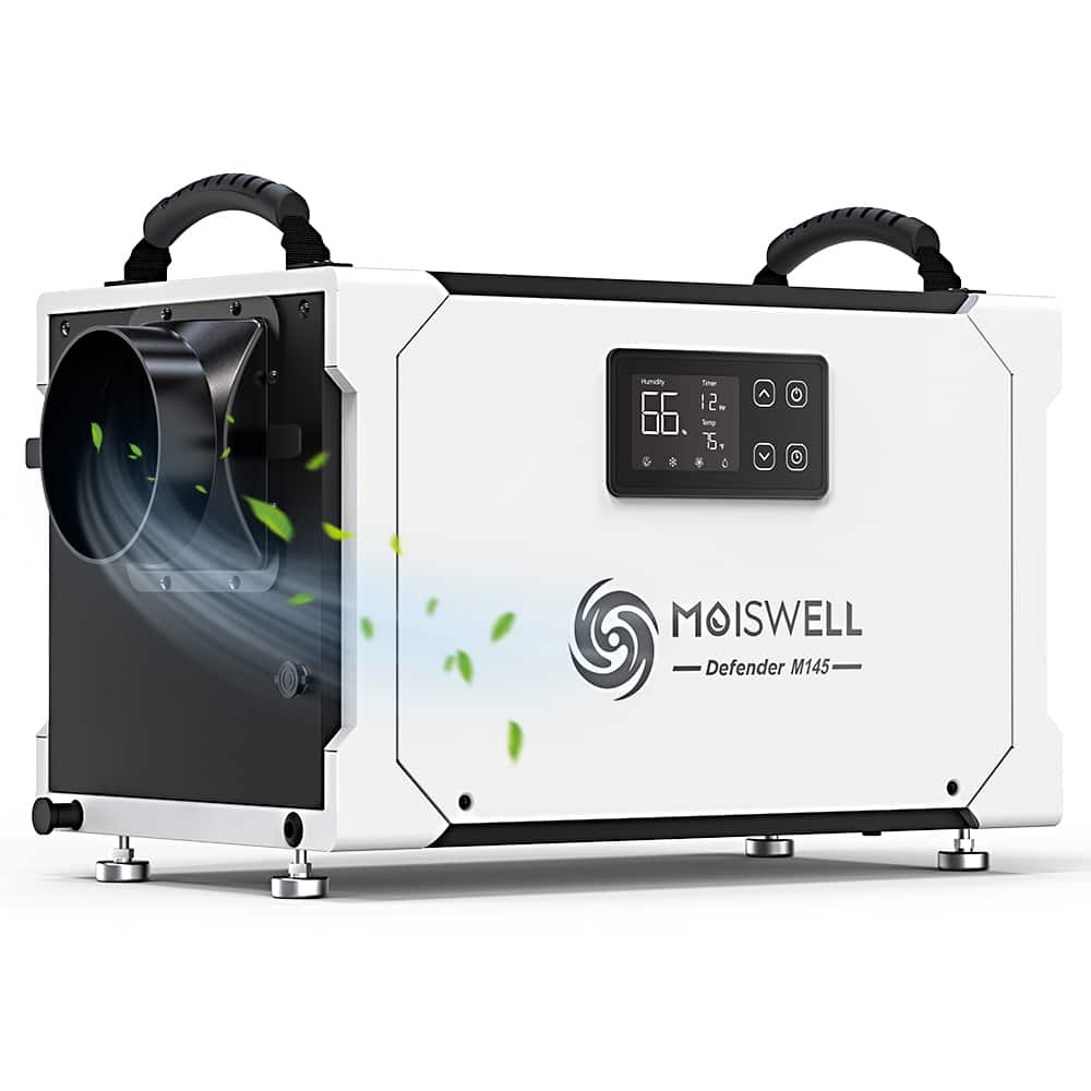 Moiswell - 155 Pint Commercial Dehumidifier with Drain Hose – Energy Star Certified for Basements & Crawl Space - White & Black