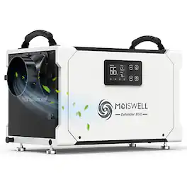 Moiswell - 155 Pint Commercial Dehumidifier with Drain Hose – Energy Star Certified for Basements & Crawl Space - White & Black