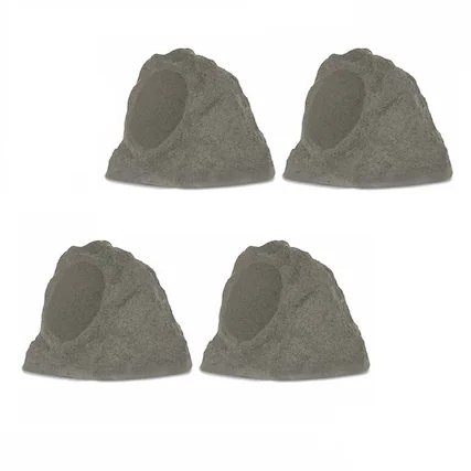 Front. Theater Solutions by Goldwood - B63GR Fully Wireless Rechargeable Battery 6.5" Bluetooth Outdoor Rock 4 Speaker Set - Slate Gray.