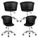 Front. Costway - Adjustable Leather Armless Swivel Desk Chair (Set of 4) - Black.