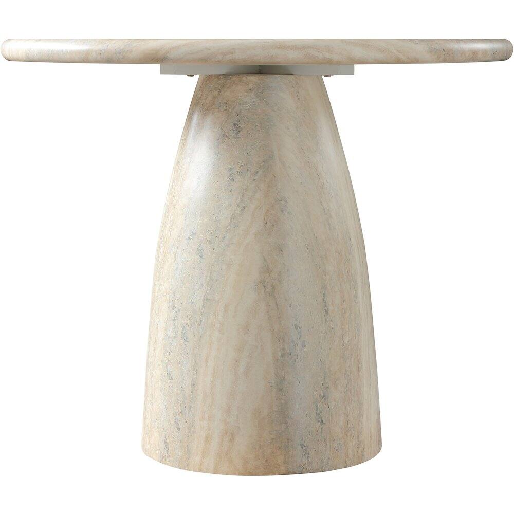 Alt View 2. Meridian Furniture - Cosenza Travertine 36" Travertine Finish Concrete Dining Table - Grey.