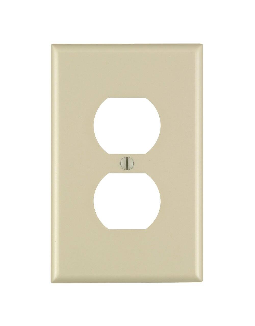 Front. Leviton - Leviton Ivory 1 gang Plastic Duplex Wall Plate 1 pk (Case of 20) - Ivory.