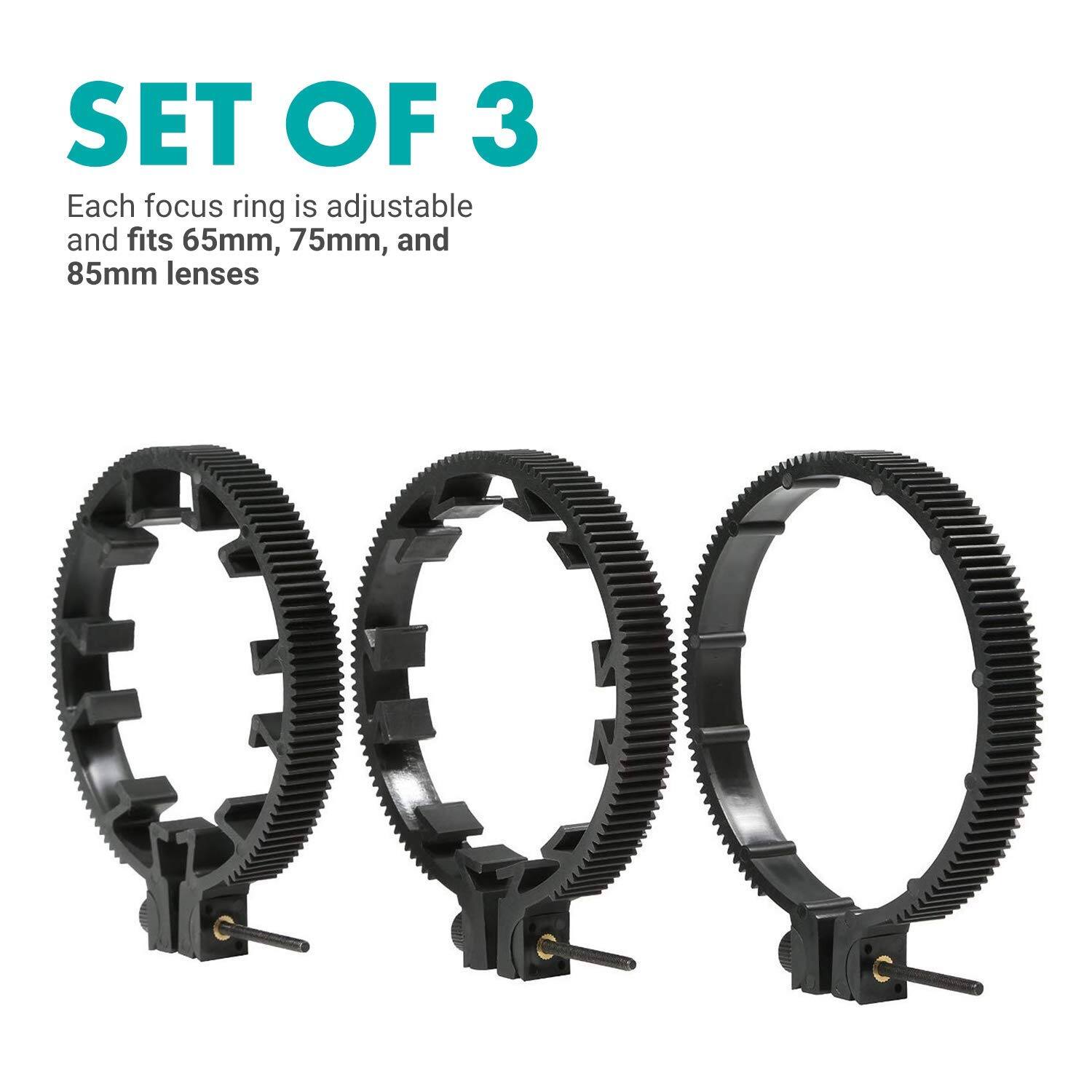 SET OF 3

Each focus ring is adjustable and fits 65mm, 75mm, and 85mm lenses
