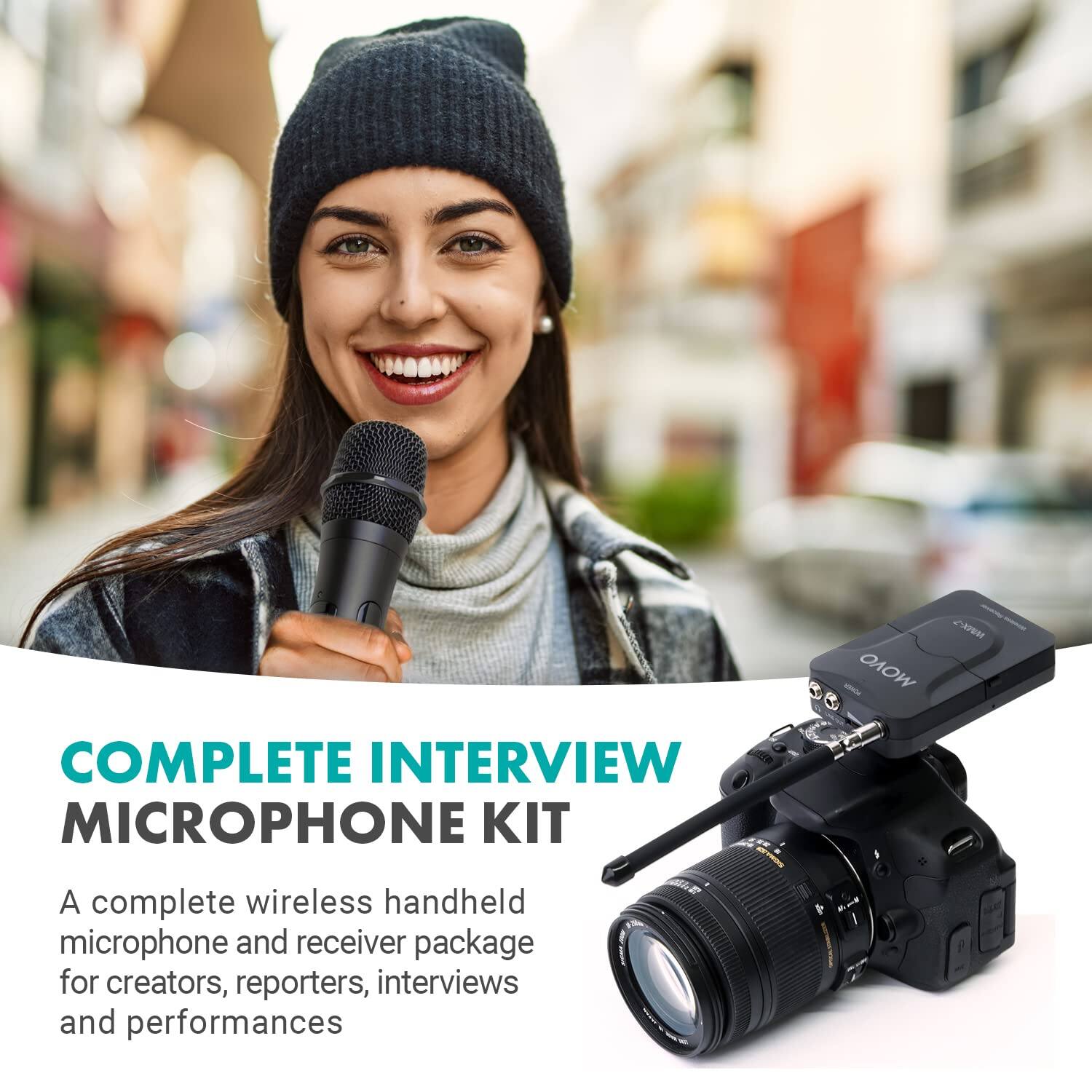 COMPLETE INTERVIEW MICROPHONE KIT

A complete wireless handheld microphone and receiver package for creators, reporters, interviews and performances