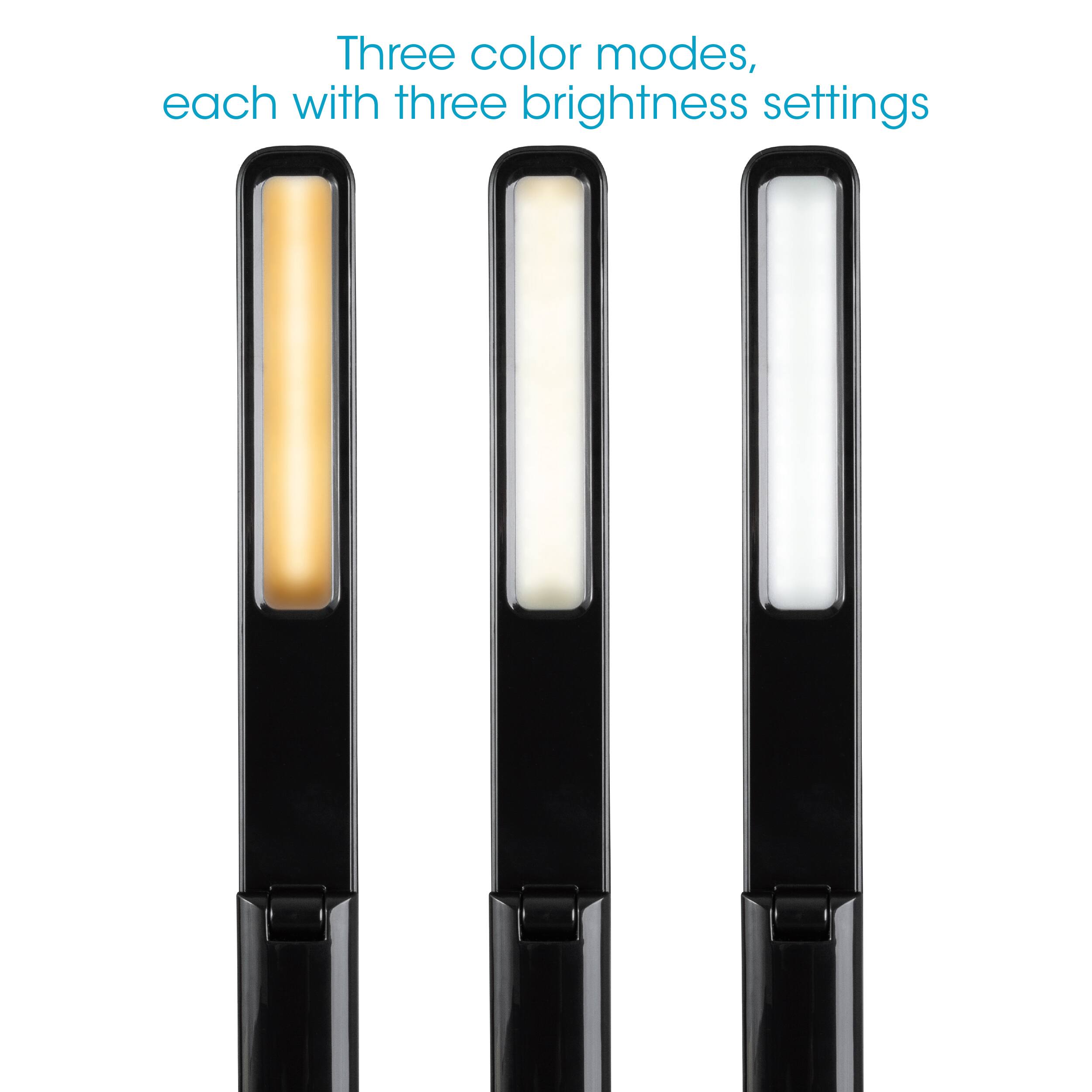 Three color modes, each with three brightness settings.