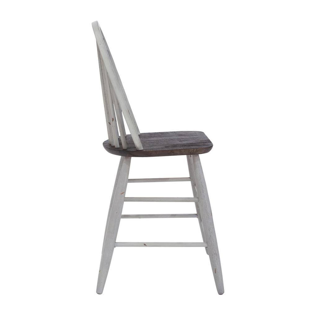 Angle. Liberty Furniture Industries - Farmhouse Windsor Back Counter Chair in Two Tone White w/ Wood Tone Top - White.