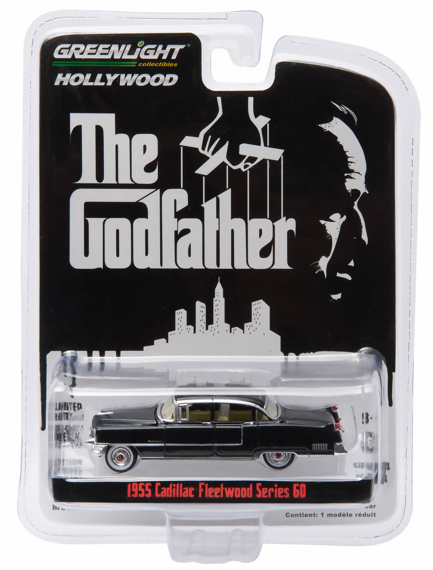 GREENLiGHT collectibles HOLLYWOOD The Godfather  
Productions  
1955 Cadillac Fleetwood Series 60  
Contient: 1 modèle réduit