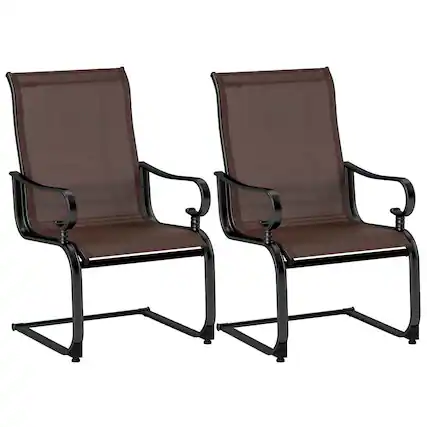 Front. Costway - Set of 2 Patio Chairs C-Spring Motion Chairs with Quick-drying & Breathable Fabric - Brown + Black.