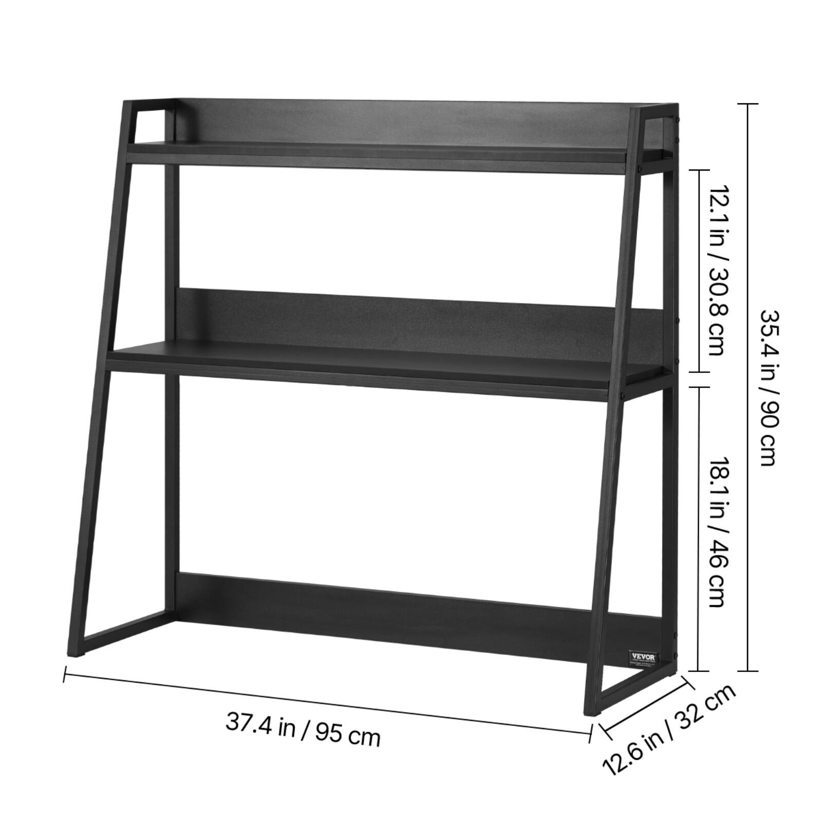 - Height: 35.4 in / 90 cm
- Width: 37.4 in / 95 cm
- Depth: 12.1 in / 30.8 cm
- Shelf Depth: 18.1 in / 46 cm
- Base Width: 12.6 in / 32 cm