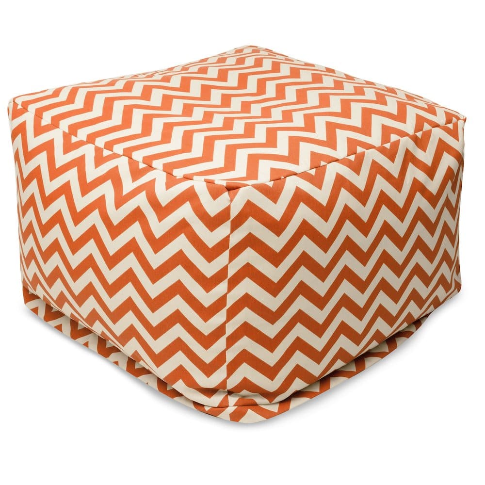 Majestic Home - Ottoman Pouf Chevron Burnt - Orange