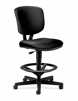 Front. HON - Volt SofThread Leather Drafting Chair - Black.