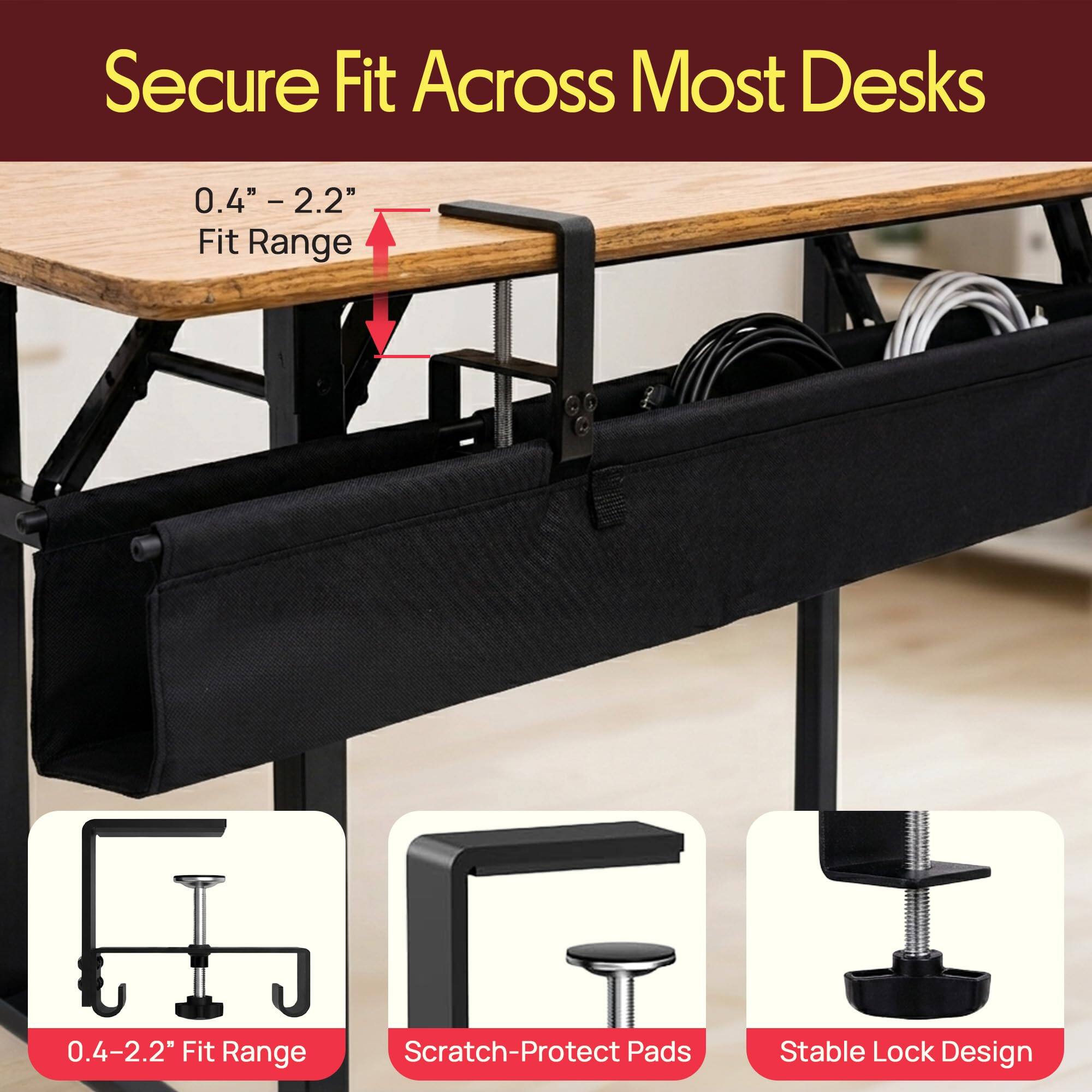 Secure Fit Across Most Desks

0.4" – 2.2" Fit Range

0.4-2.2" Fit Range

Scratch-Protect Pads

Stable Lock Design