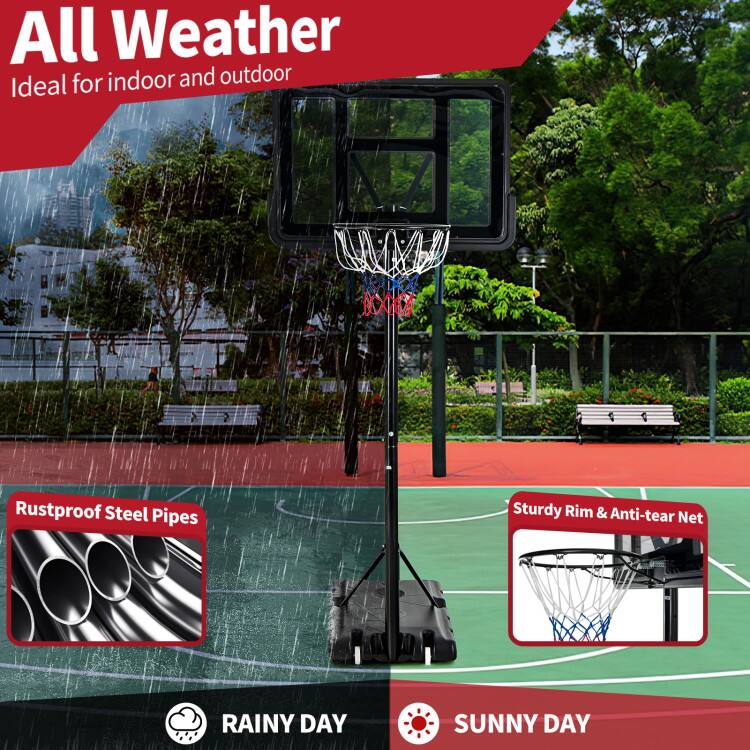 All Weather  
Ideal for indoor and outdoor  

Rustproof Steel Pipes  
Sturdy Rim & Anti-tear Net  

RAINY DAY  
SUNNY DAY