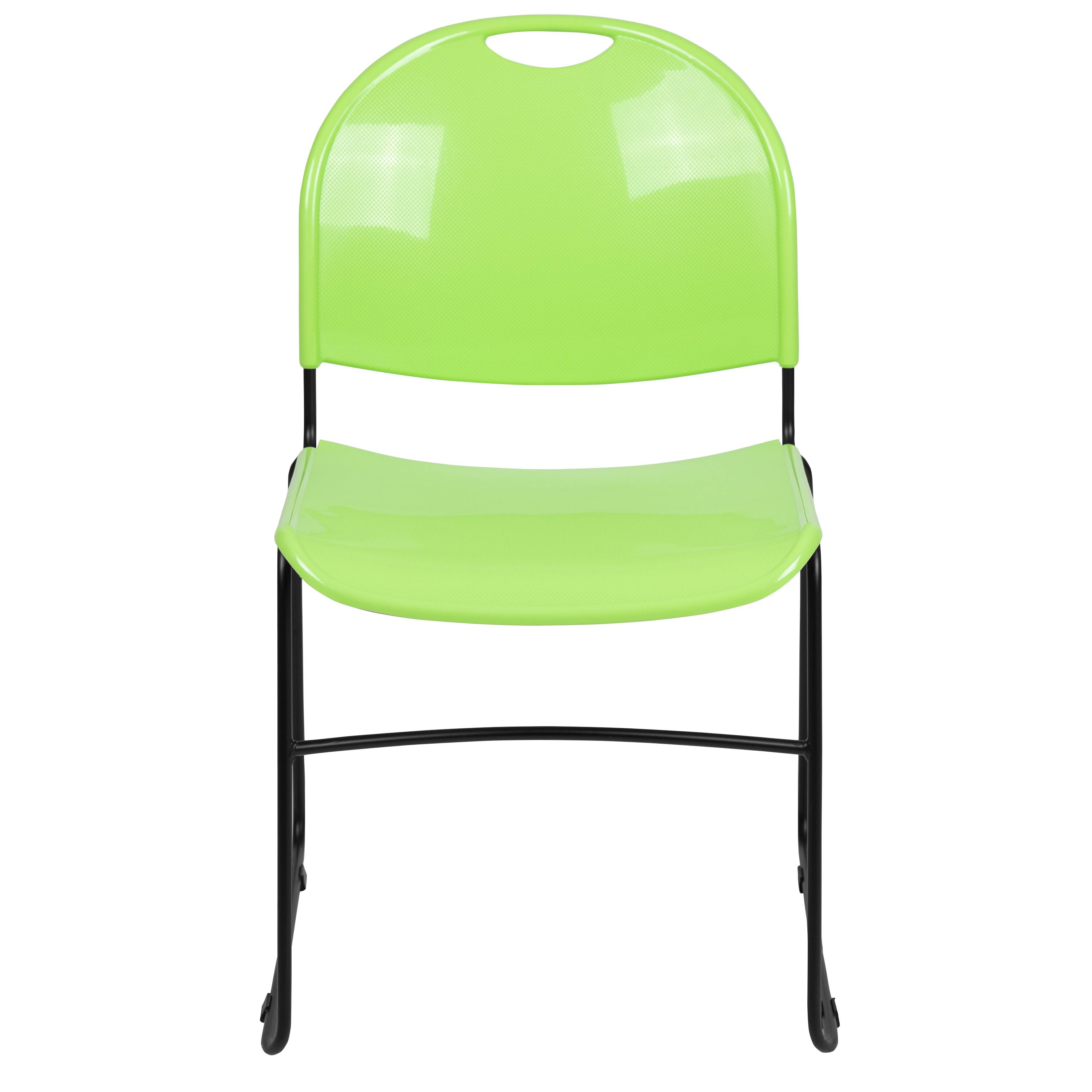 Alt View 7. Emma + Oliver - Ultra-Compact School Stack Chair - Office Guest Chair/Student Chair - Green Plastic/Black Frame.