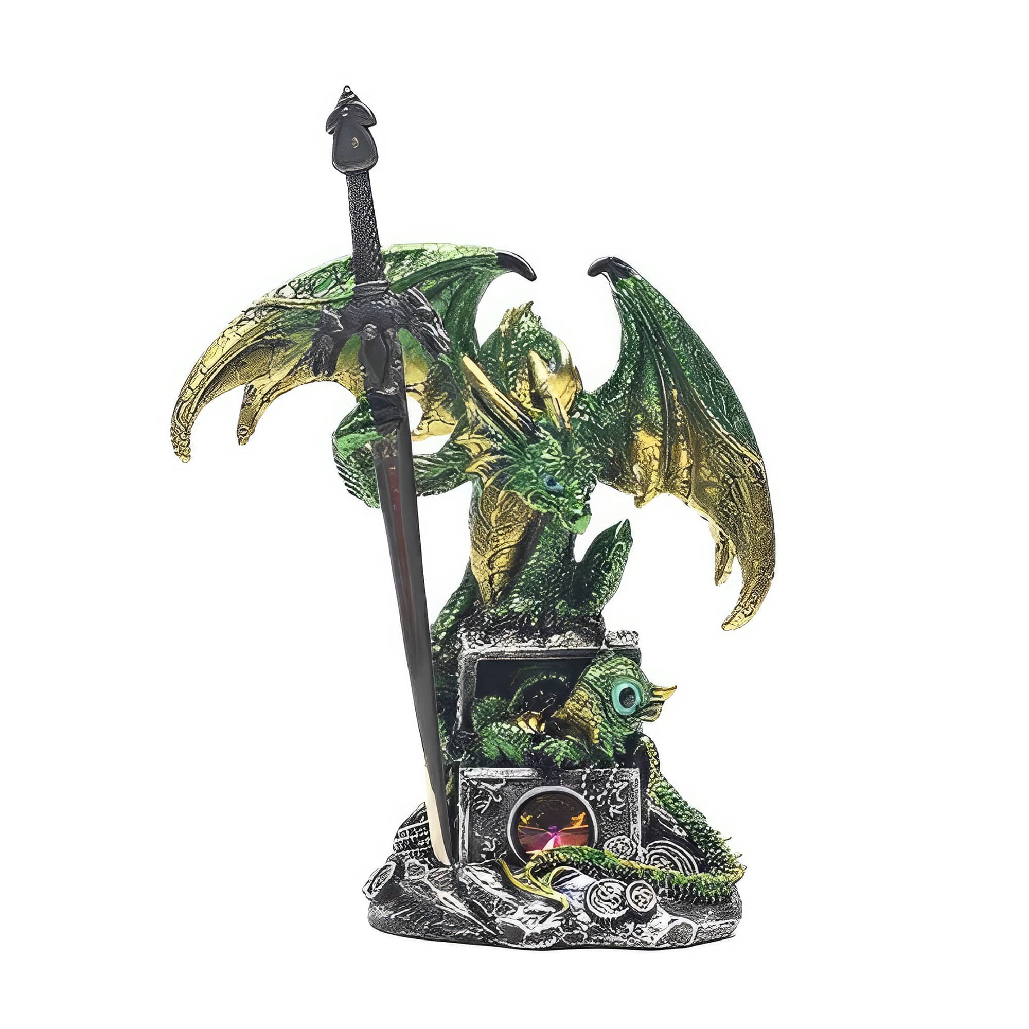 FC Design - 6"H Dragon with Treasure Box Figurine Statue Office/Computer Desk Tabletop Medieval Gaming Home Decor Gift - Multi-Color