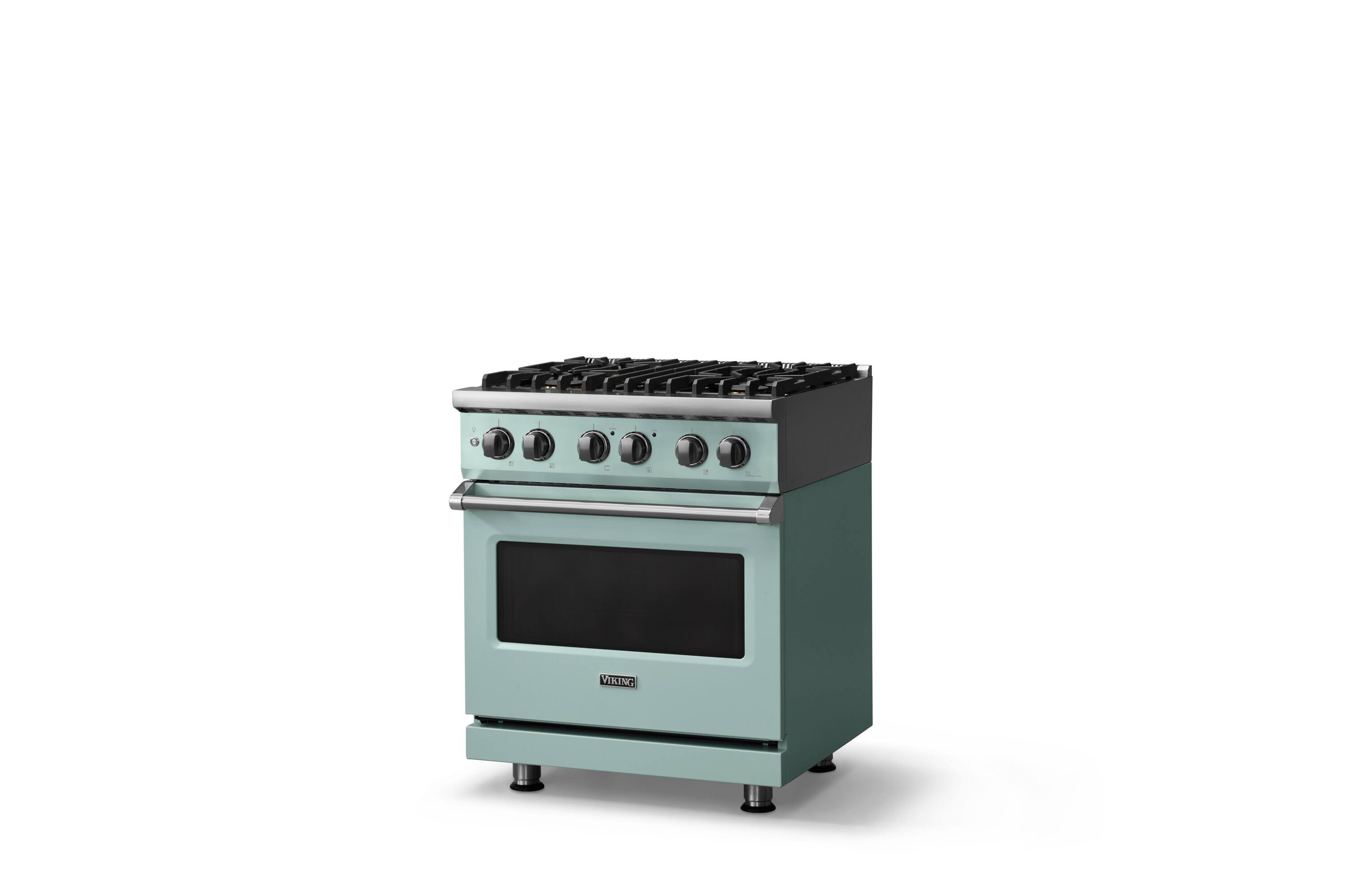 Angle. Viking - 30 in. Wide 4 Burner Pro 5 Series 4.7 Cu. Ft. Freestanding Sealed Dual Fuel Convection Range - Splash - Splash.