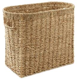 Casafield - Magazine Holder Storage Basket Bin with Handles - Seagrass Hyacinth Woven Bins - Natural - Seagrass