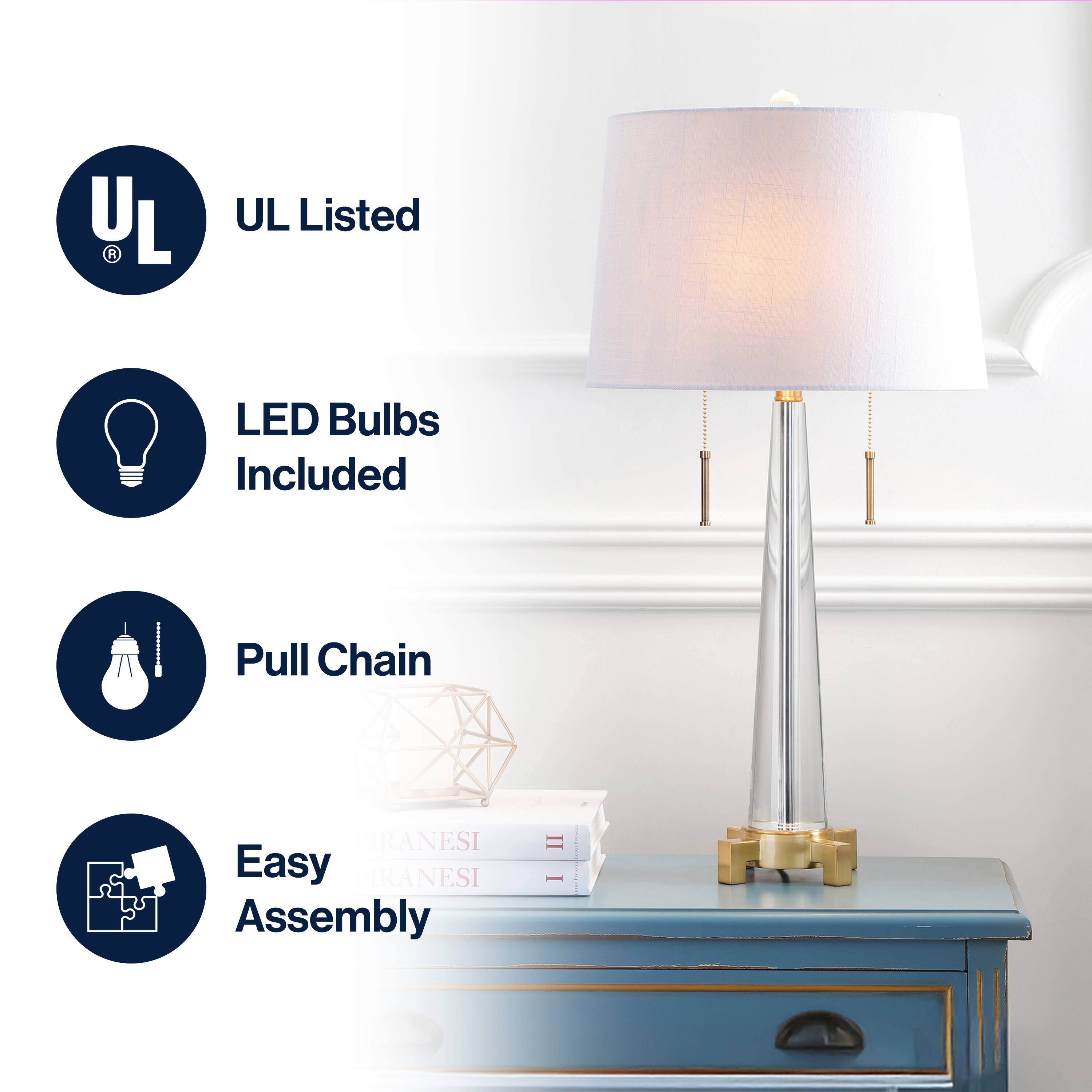 - UL Listed
- LED Bulbs Included
- Pull Chain
- Easy Assembly
