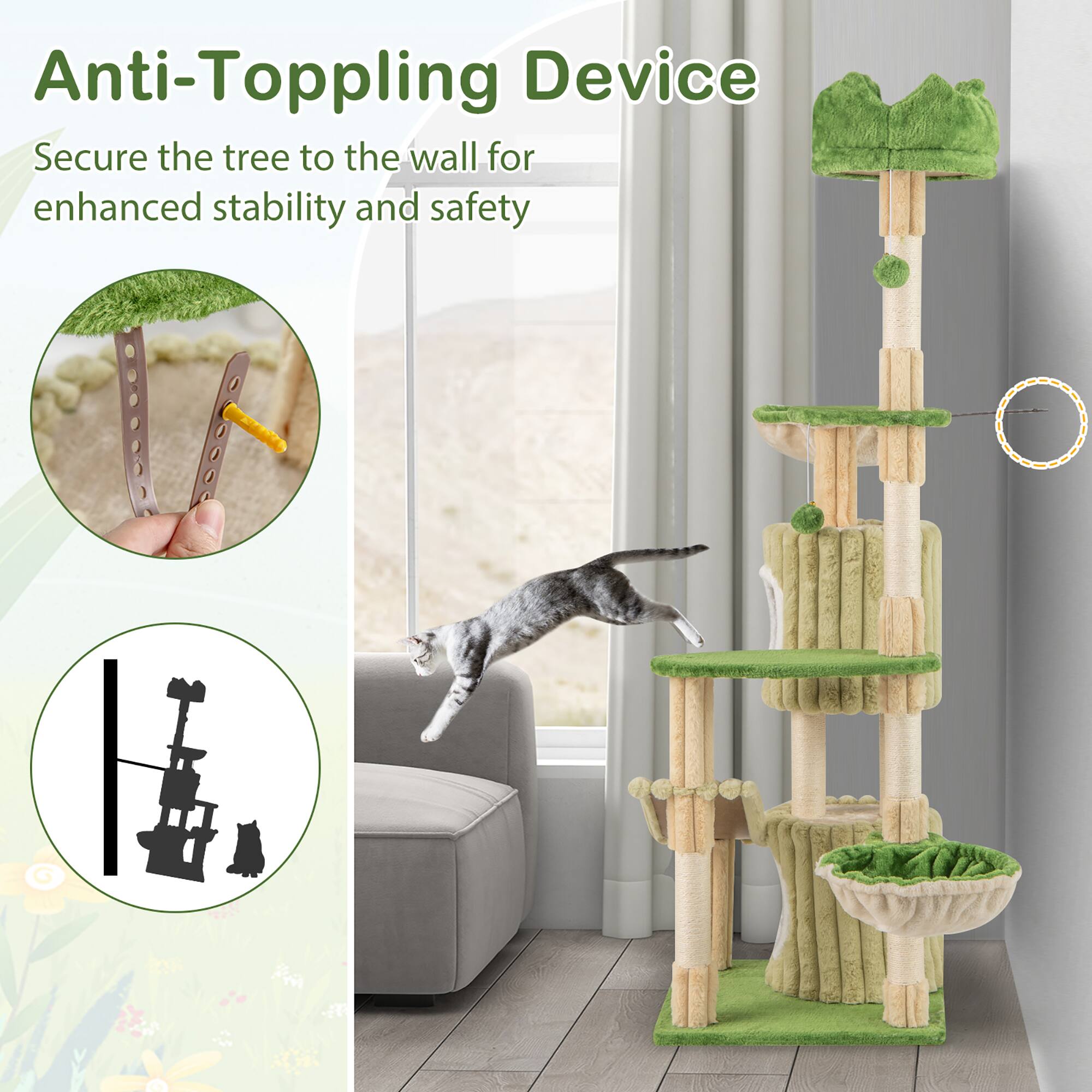 Anti-Toppling Device  
Secure the tree to the wall for enhanced stability and safety
