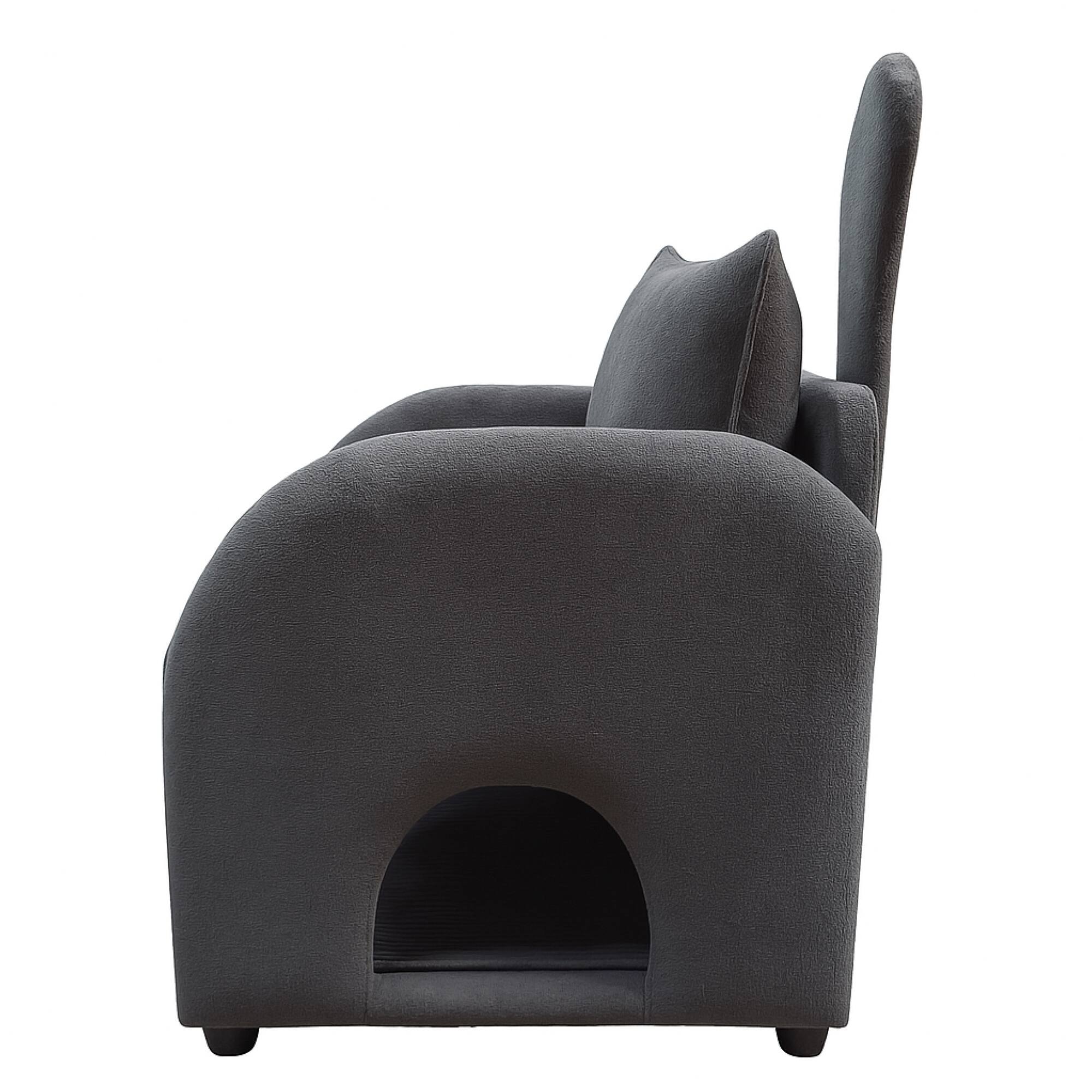 Alt View 5. GOODSILO - Pet-Friendly Armchair with Hideaway Compartment and Bunny-Ear Design for Small Animals and Compact Living Spaces - Dark Gray.