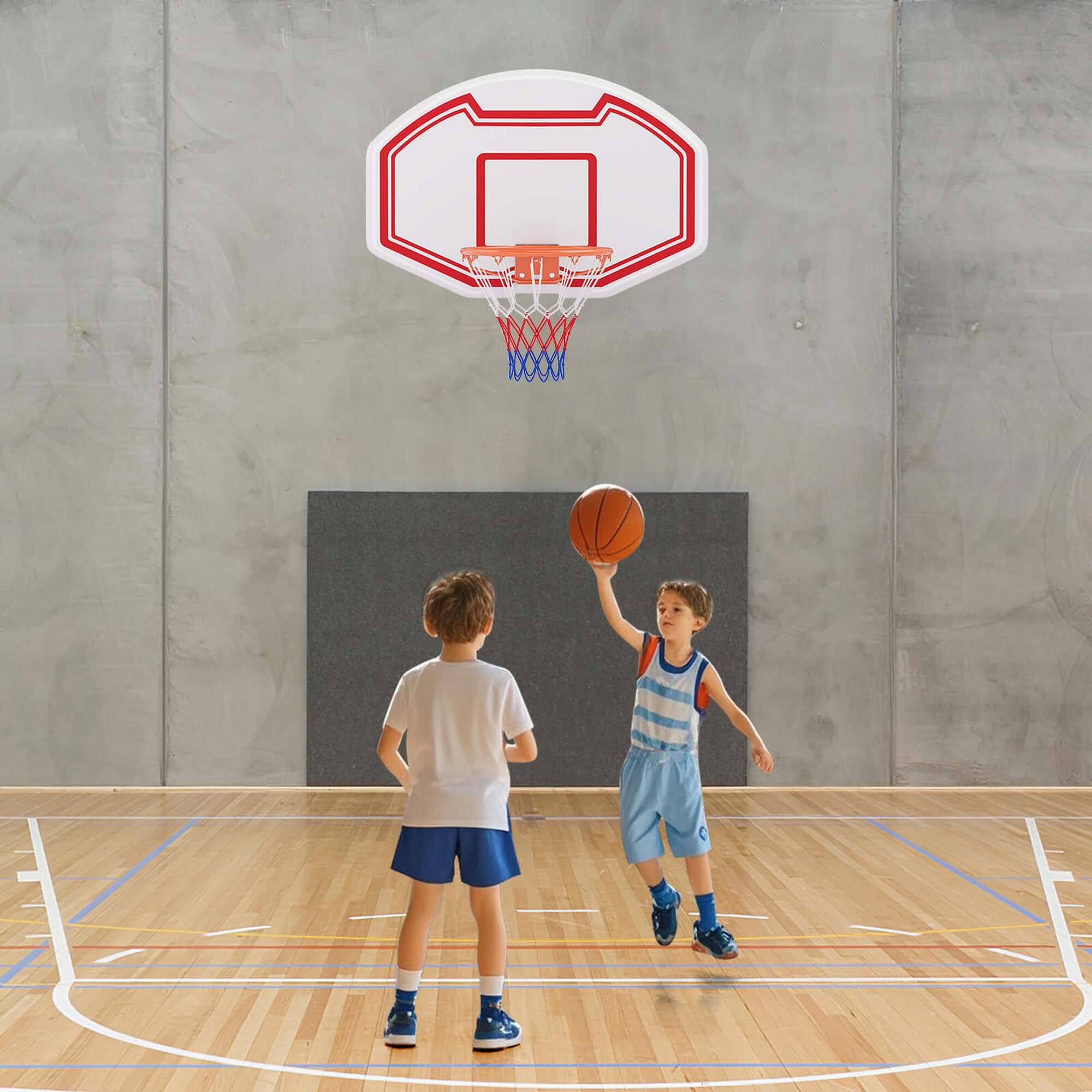 Alt View 3. Costway - Costway Large Wall Mounted Basketball Hoop with 36" x 24" Shatter-proof Backboard or Kids - White,Red.