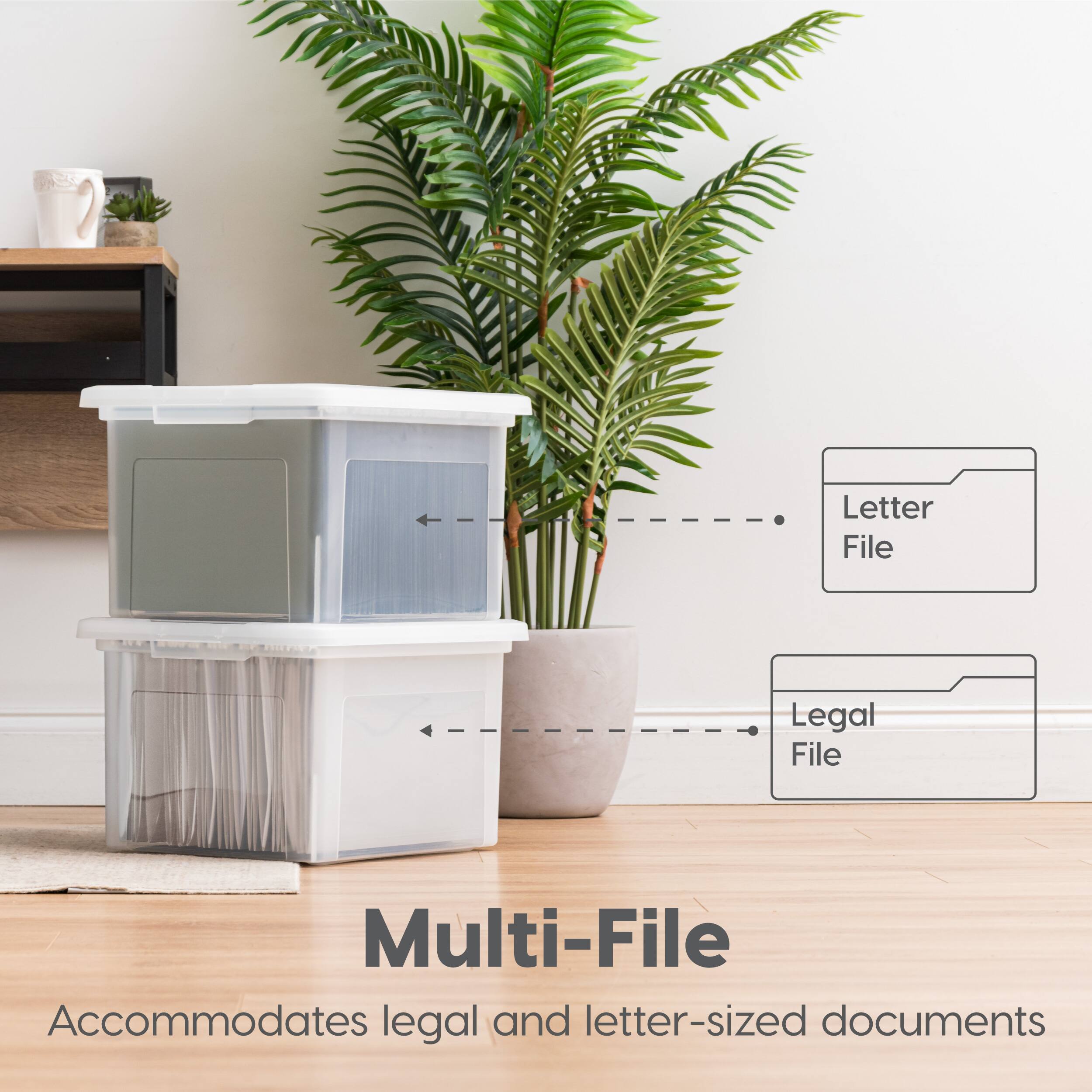 Multi-File  
Accommodates legal and letter-sized documents