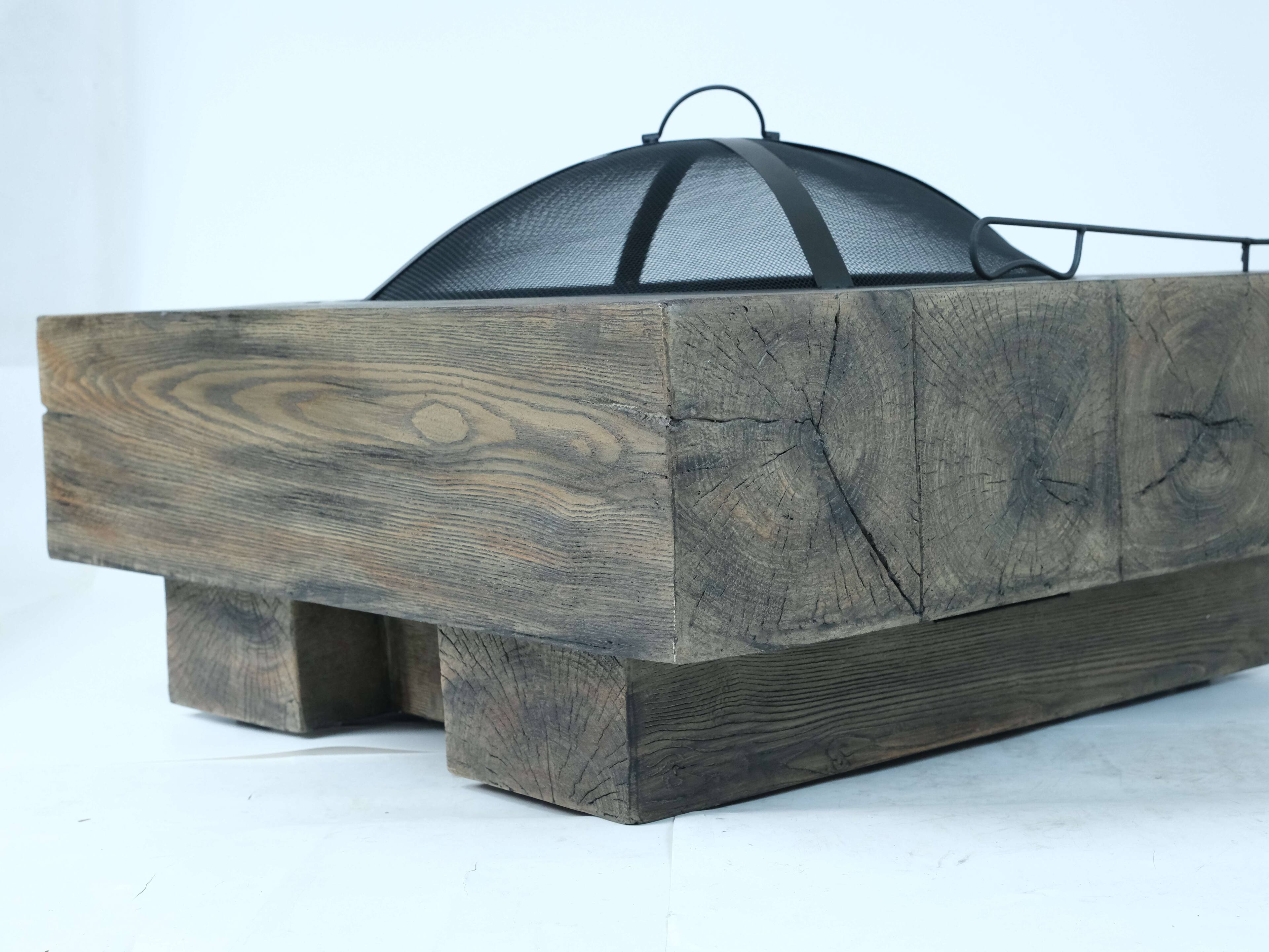 Alt View 5. APRILSOUL - Wood Fueled Outdoor Fire Pit with Wood Grain Design - Antique.