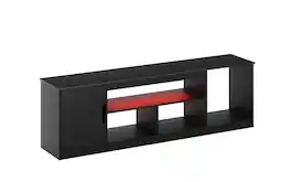 Bestier - 63" LED TV Stand for TVs up to 70", Modern Entertainment Center Media Console with 4 Open Storage Shelves - Black 3D Carbon Fiber