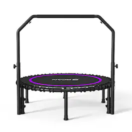 FED Fitness - BCAN 40" Foldable Trampoline, 450lb Capacity,Fitness Rebounder with Adjustable Foam Handle - purple