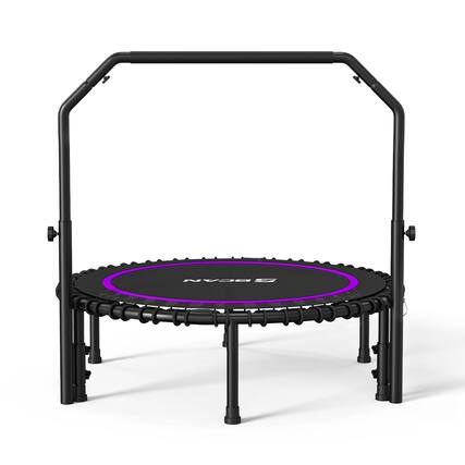 Front. FED Fitness - BCAN 40" Foldable Trampoline, 450lb Capacity,Fitness Rebounder with Adjustable Foam Handle - purple.