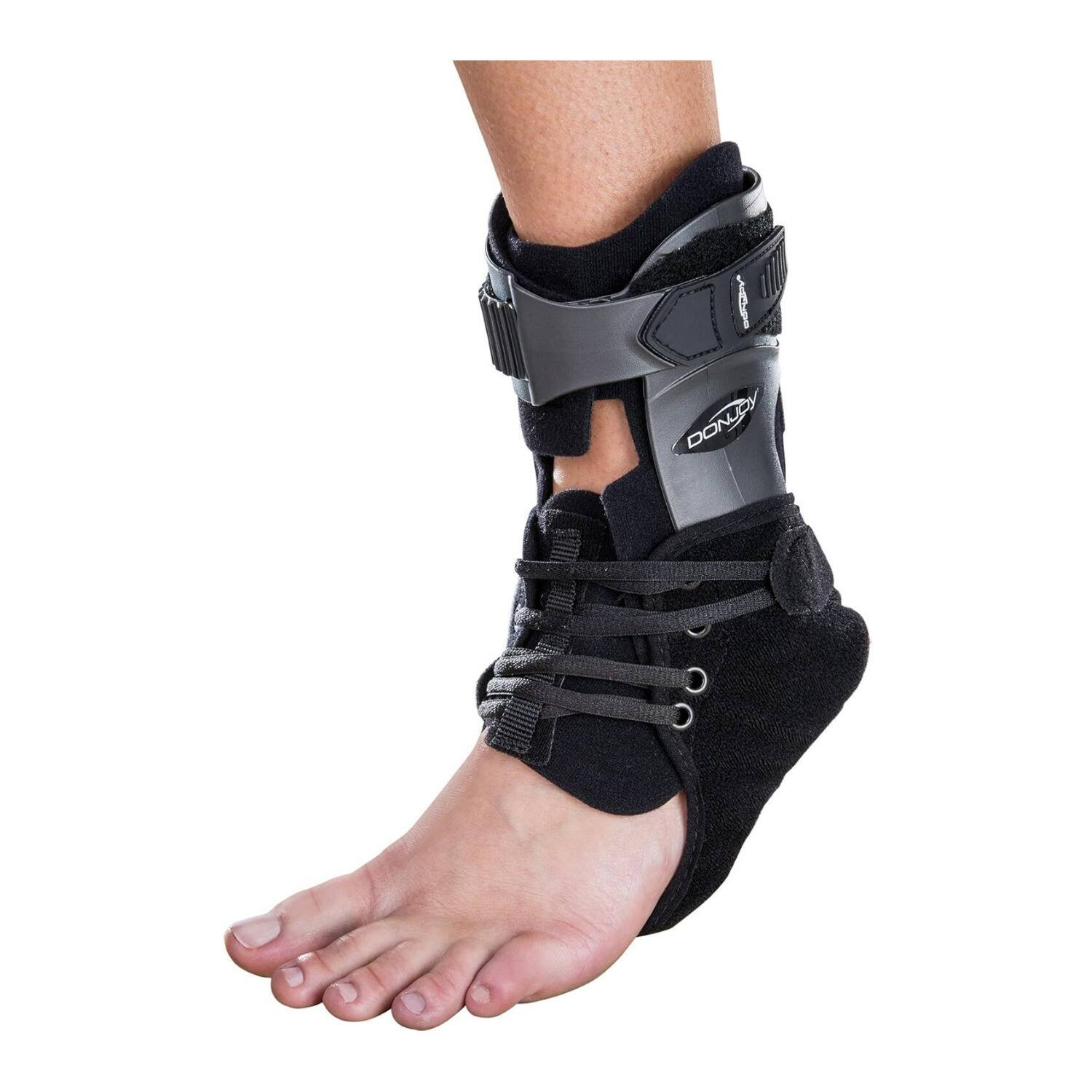 Front. DonJoy - DonJoy Velocity Medium Extra Support Ankle Brace for Wide Size Left Calf - Black.