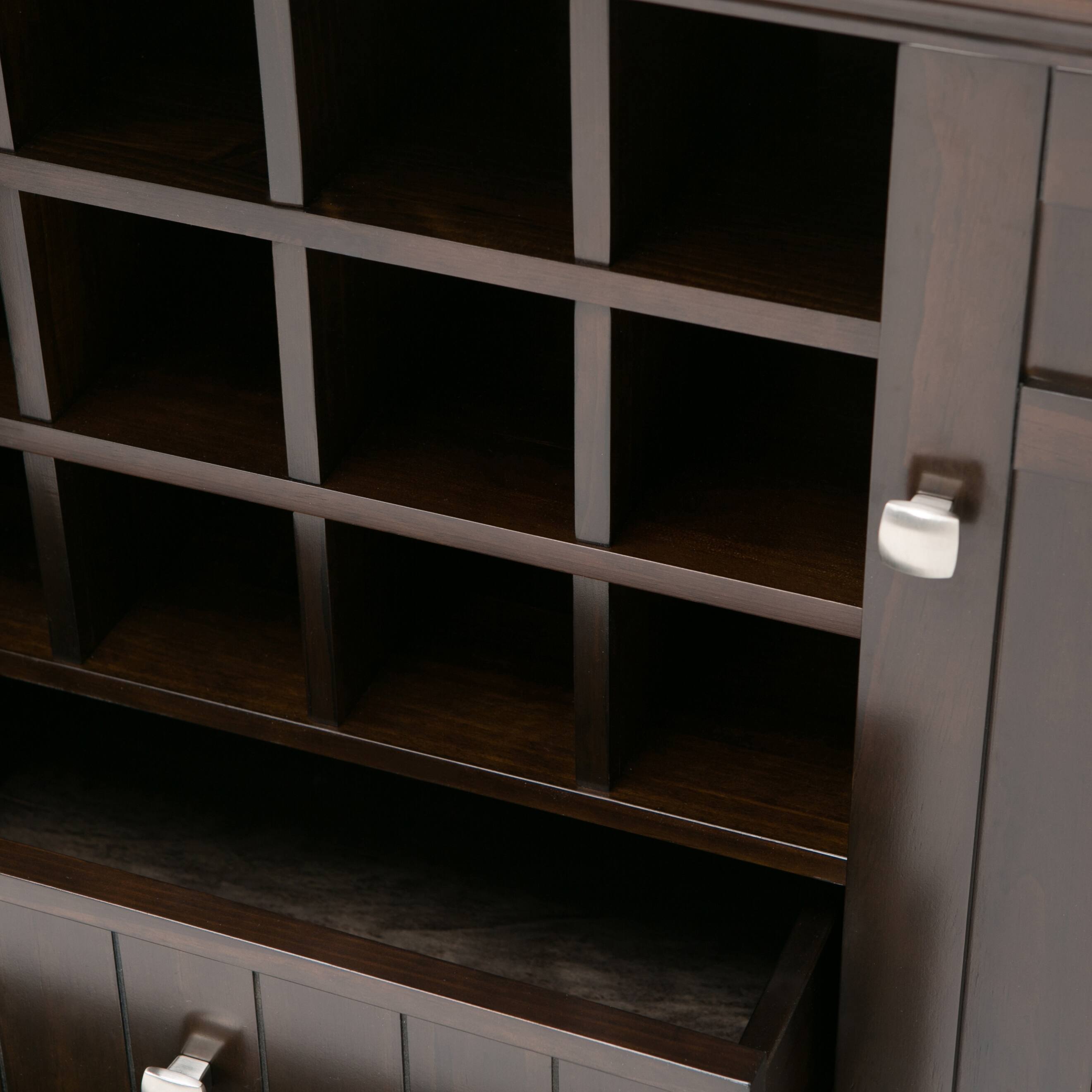 Back. TinyHomie - Bedford - Sideboard Buffet and Wine Rack - Dark Tobacco Brown.