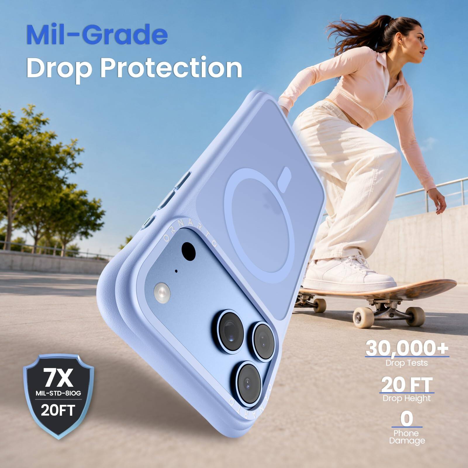 Mil-Grade Drop Protection

7X MIL-STD-810G 20FT

30,000+ Drop Tests

20 FT Drop Height

0 Phone Damage