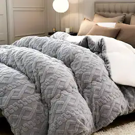Shatex - warm and thick king 3 pieces comforter set extremely soft and comfortableozy every night - Gray
