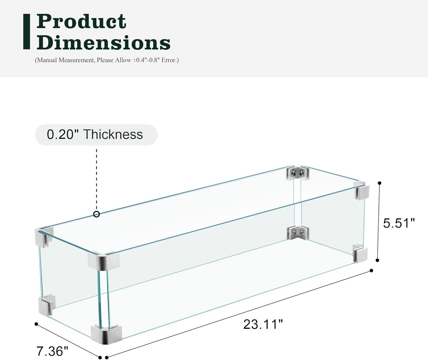 Product Dimensions  
(Manual Measurement, Please Allow +0.4"-0.8" Error.)

0.20" Thickness  
23.11"  
5.51"  
7.36"
