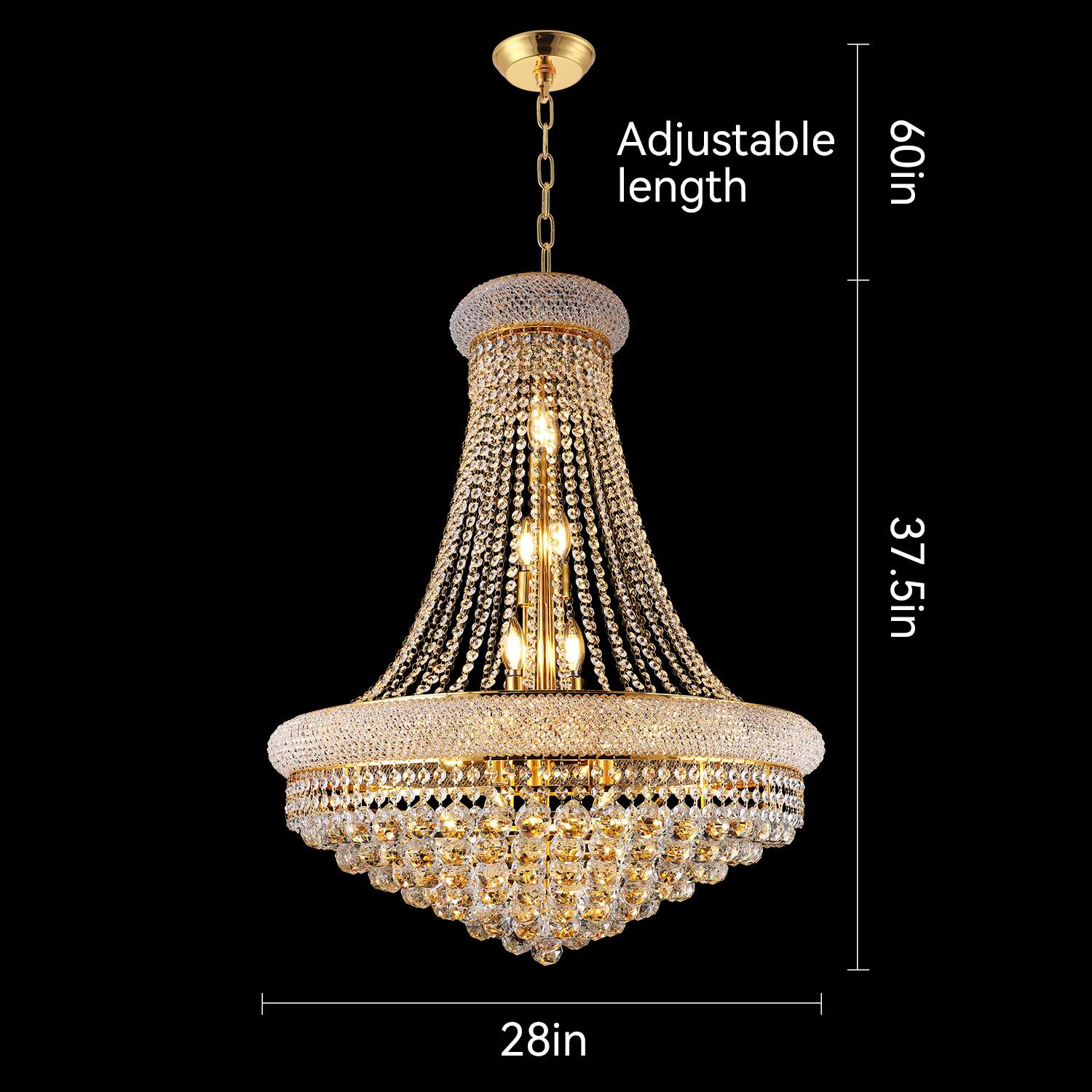 Adjustable length: 60in, 37.5in, 28in