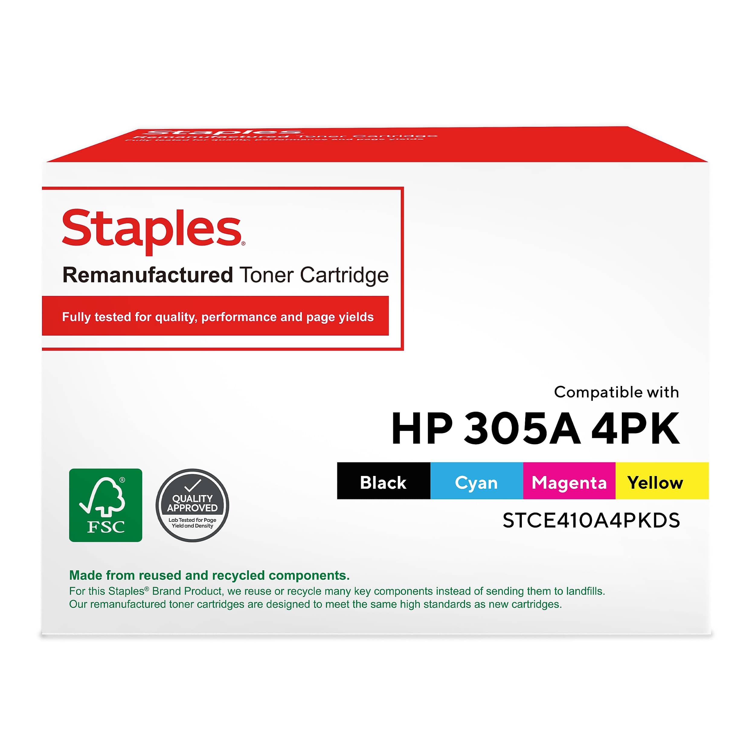 Staples - Remanufactured Black//Magenta/Yellow Standard Toner Replacement for HP 305A - Cyan price history on PriceWatchPro