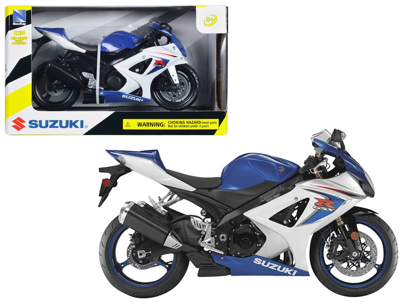 2008 Suzuki GSX-R1000 Bike Motorcycle 1/12 by New Ray - Blue