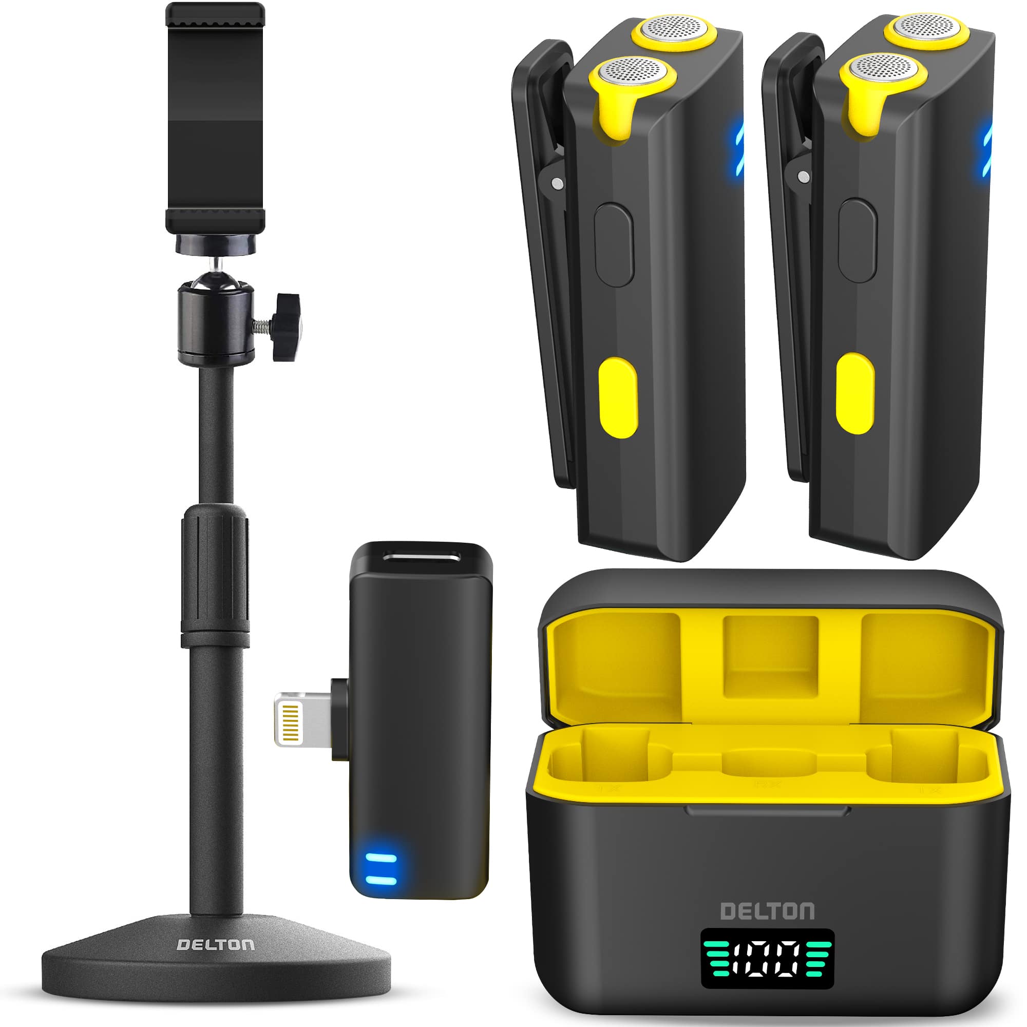 Delton - M27L Dual Wireless Lavalier Mics with Lightning Receiver and Phone Stand, Black price history on PriceWatchPro